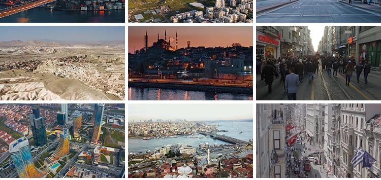 土耳其伊斯坦布尔旅游景点城市建筑卡帕多西亚热气球航拍视频素材