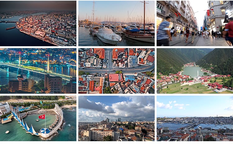 土耳其伊斯坦布尔旅游景点城市建筑卡帕多西亚热气球航拍视频素材