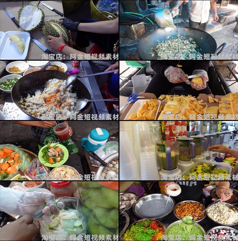 柬埔寨街头美食制作背景国外横屏高清直播解压视频小说推文素材