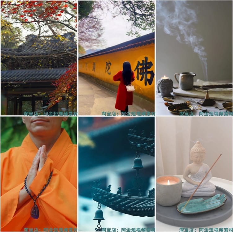 4K高清寺院寺庙禅意佛系佛像国学古风建筑屋檐意境风景短视频素材