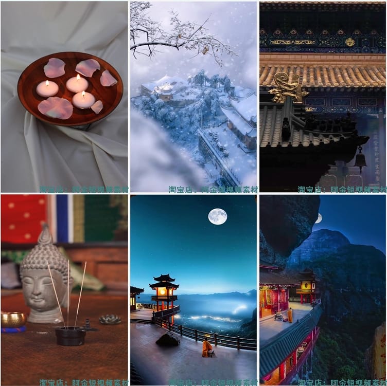 4K高清寺院寺庙禅意佛系佛像国学古风建筑屋檐意境风景短视频素材