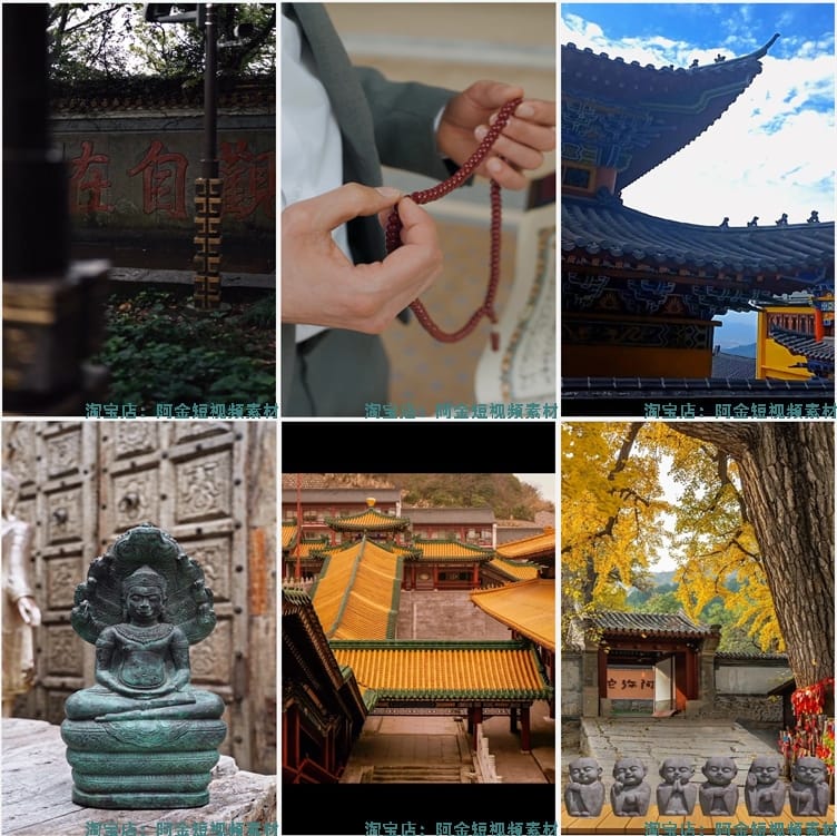 4K高清寺院寺庙禅意佛系佛像国学古风建筑屋檐意境风景短视频素材