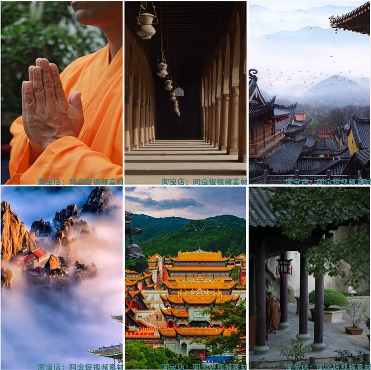 4K高清寺院寺庙禅意佛系佛像国学古风建筑屋檐意境风景短视频素材