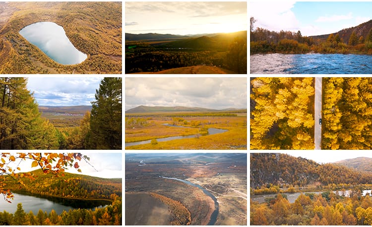 内蒙古阿尔山秋季自然风景金秋天杜鹃湖不冻河风光天池短视频素材
