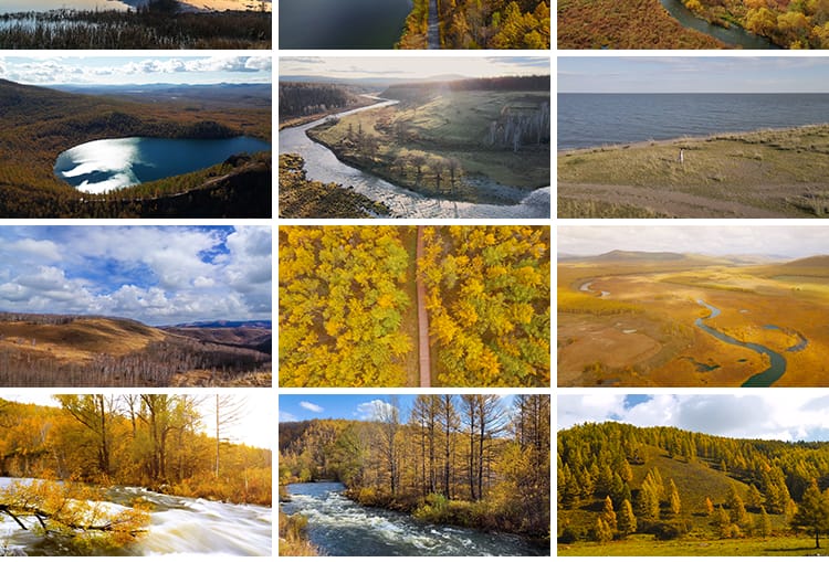 内蒙古阿尔山秋季自然风景金秋天杜鹃湖不冻河风光天池短视频素材