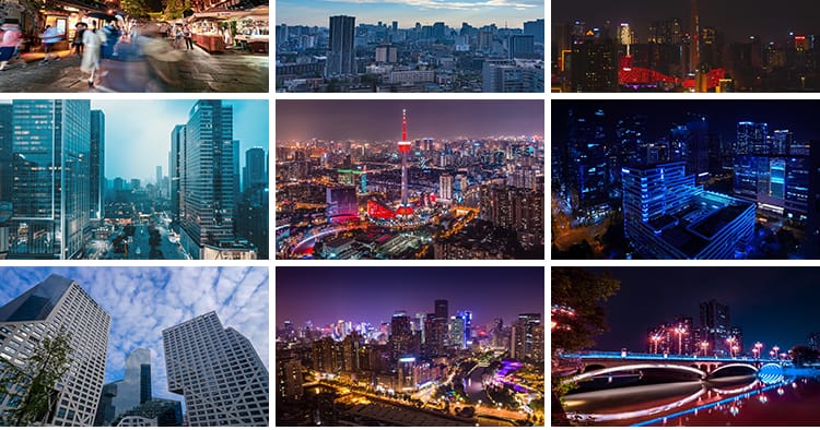 四川成都城市建筑车流夜景风光旅游风景点地标宣传片航拍视频素材