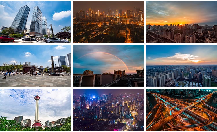 四川成都城市建筑车流夜景风光旅游风景点地标宣传片航拍视频素材