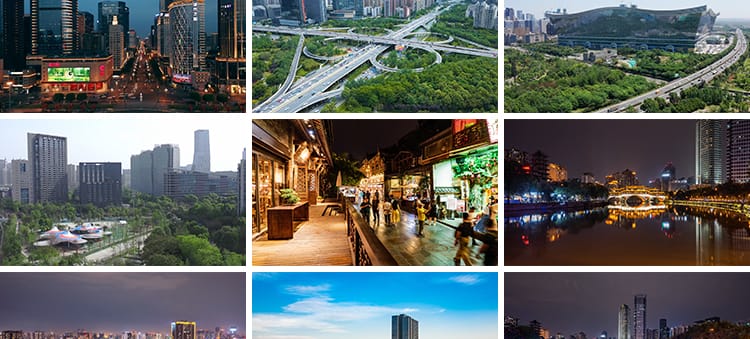 四川成都城市建筑车流夜景风光旅游风景点地标宣传片航拍视频素材