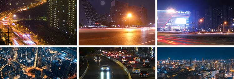 4K高清夜晚城市街景夜景航拍延时车流实拍繁忙交通剪辑短视频素材