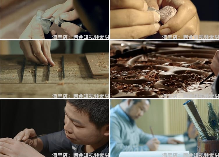 传统手工艺雕刻非遗木雕石雕匠人抖音视频自媒体高清实拍素材剪辑