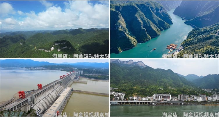 湖北宜昌城市建筑自然风光三峡大坝风景素材高清旅游景点短视频
