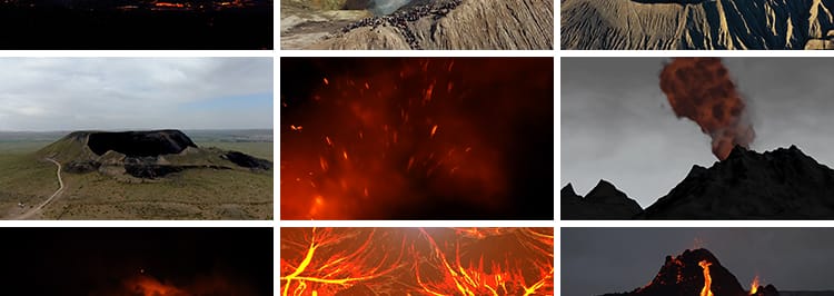 火山喷发岩浆飞溅冒烟雾火山口活火山坑爆发熔岩流动实拍视频素材