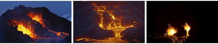 火山喷发岩浆飞溅冒烟雾火山口活火山坑爆发熔岩流动实拍视频素材