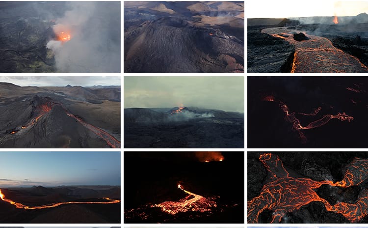 火山喷发岩浆飞溅冒烟雾火山口活火山坑爆发熔岩流动实拍视频素材