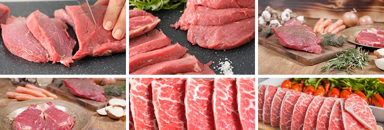 生鲜牛肉雪花肥牛卷新鲜生牛肉片切肉特写实拍剪辑高清短视频素材