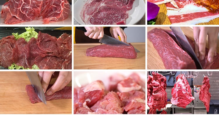 生鲜牛肉雪花肥牛卷新鲜生牛肉片切肉特写实拍剪辑高清短视频素材