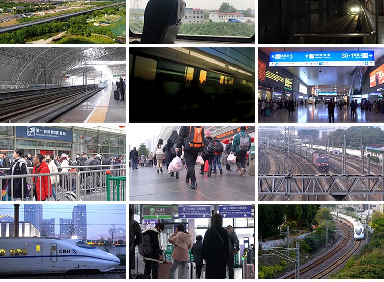 火车站进站出站动车铁轨道交通候车大厅站内人流人群高清视频素材