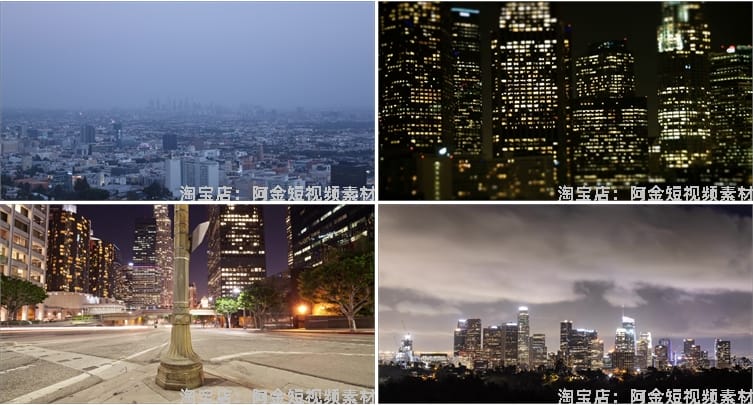 4K国外美国洛杉矶城市景点建筑风光航拍夜景车流风景素材高清视频