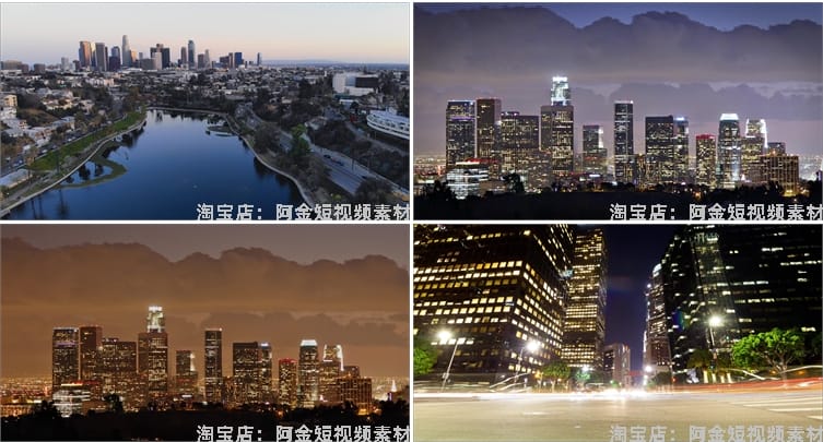 4K国外美国洛杉矶城市景点建筑风光航拍夜景车流风景素材高清视频