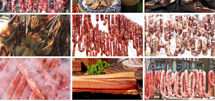 腊肉火腿腊肠灌肠烟熏香肠民间传统美食腌制晾晒实拍高清视频素材