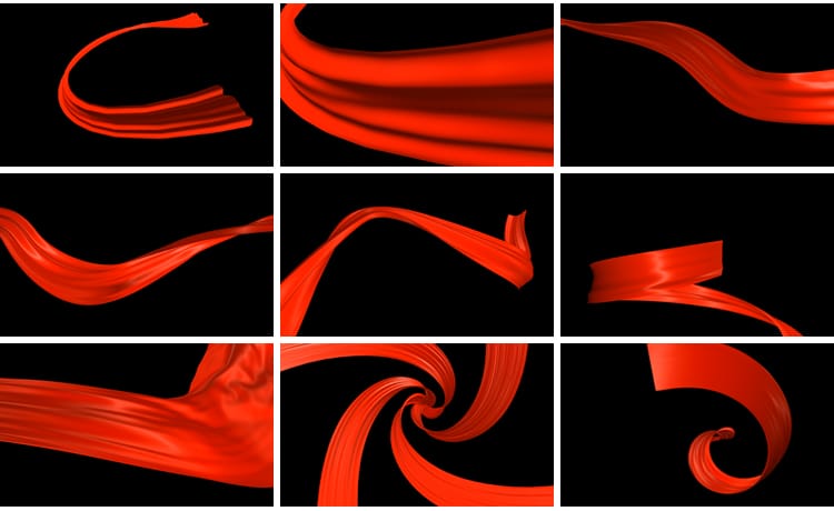 红绸丝带飘带飞舞飘动透明底格式MOV带通道红色动画元素视频素材