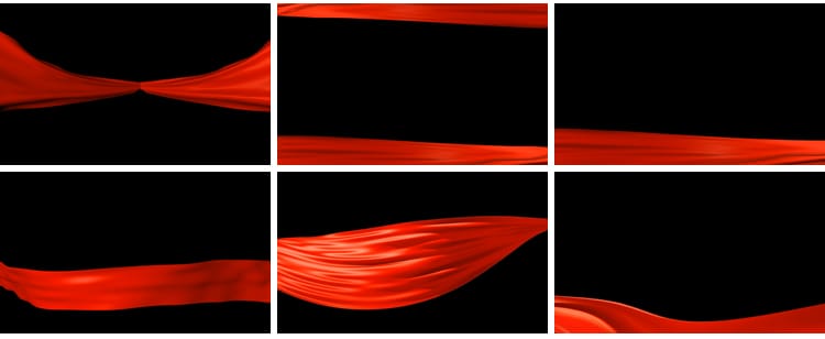 红绸丝带飘带飞舞飘动透明底格式MOV带通道红色动画元素视频素材