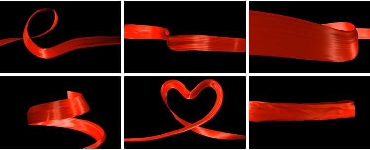 红绸丝带飘带飞舞飘动透明底格式MOV带通道红色动画元素视频素材