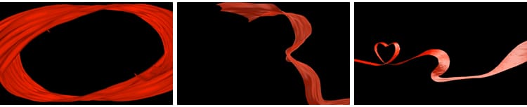 红绸丝带飘带飞舞飘动透明底格式MOV带通道红色动画元素视频素材