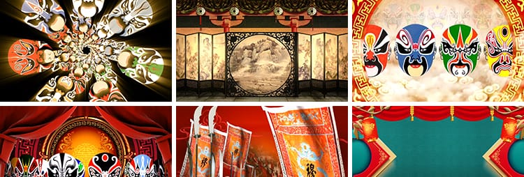 中国风京剧脸谱古典梨园戏曲川剧戏国潮舞台晚会LED背景视频素材