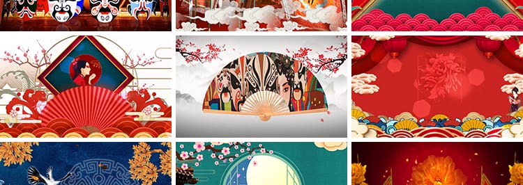 中国风京剧脸谱古典梨园戏曲川剧戏国潮舞台晚会LED背景视频素材