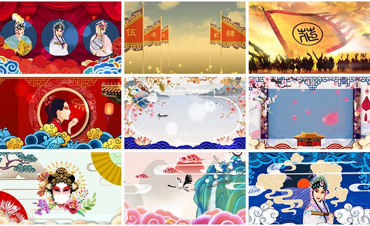 中国风京剧脸谱古典梨园戏曲川剧戏国潮舞台晚会LED背景视频素材