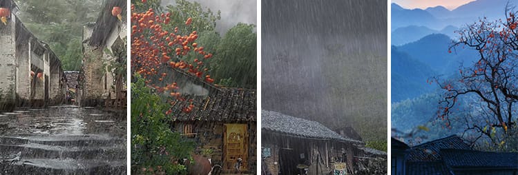 竖版竖屏唯美下雨雪景清新自然风景治愈系美景色直播背景视频素材