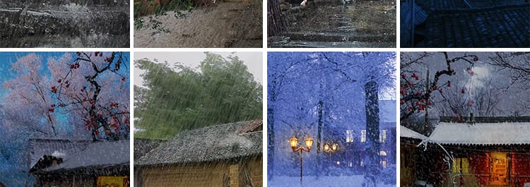 竖版竖屏唯美下雨雪景清新自然风景治愈系美景色直播背景视频素材
