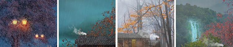 竖版竖屏唯美下雨雪景清新自然风景治愈系美景色直播背景视频素材