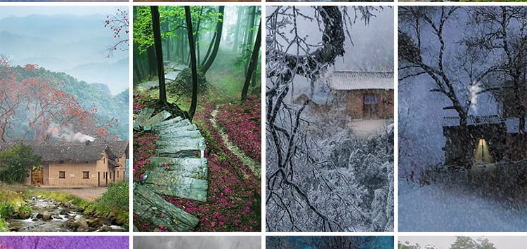竖版竖屏唯美下雨雪景清新自然风景治愈系美景色直播背景视频素材