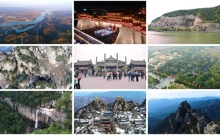 洛阳景点龙门石窟古城白马寺古建筑栾川老君山小浪底水库视频素材