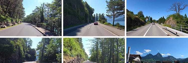 欧洲瑞士小镇开车自驾第一视角行驶行车旅途国外自然风景视频素材