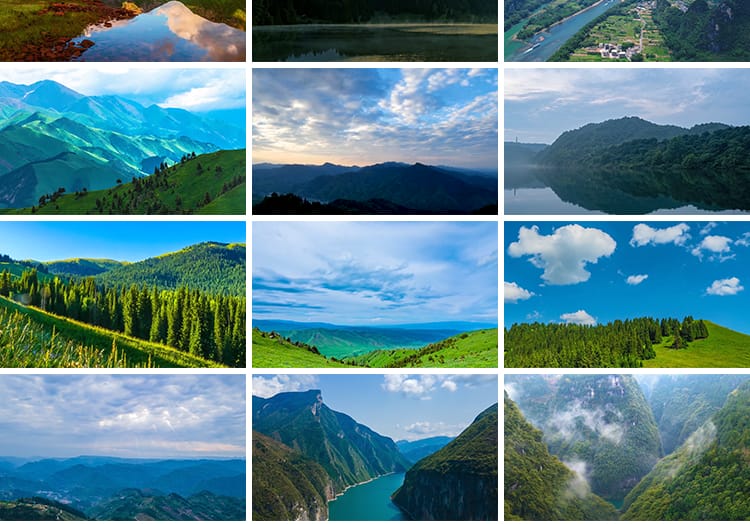 绿水青山生态自然绿色环保高山美景山林小溪水山清水秀短视频素材