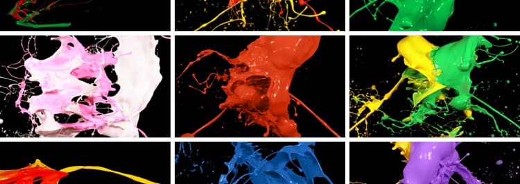 油漆颜料墨迹飞溅喷溅液体彩色泼墨液体动画合成特效MOV视频素材