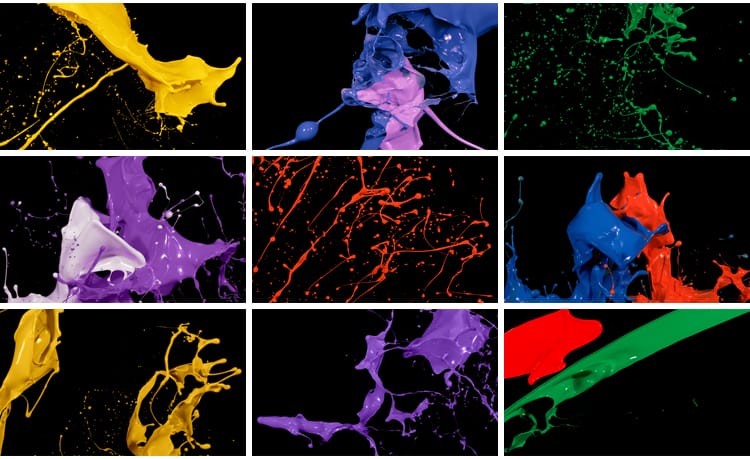 油漆颜料墨迹飞溅喷溅液体彩色泼墨液体动画合成特效MOV视频素材