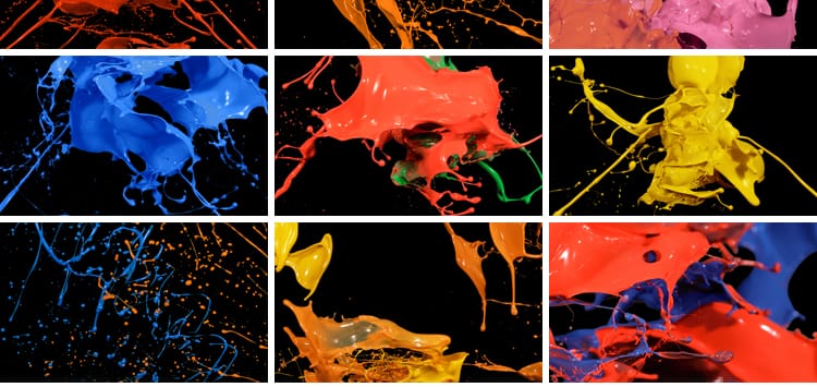 油漆颜料墨迹飞溅喷溅液体彩色泼墨液体动画合成特效MOV视频素材
