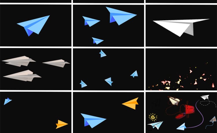 卡通纸飞机飞翔飞行儿童节综艺节目元素特效透明通道合成视频素材