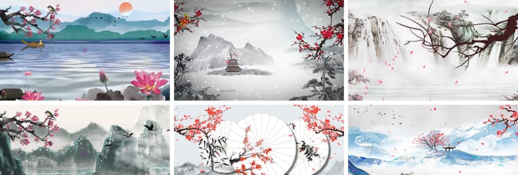 红梅花中国古风水墨民族舞蹈寒冬梅腊梅舞蹈大屏幕led背景视频素