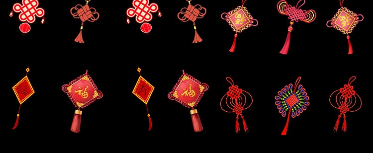 中国结吉祥如意红色喜庆福字旋转透明通道ae_pr合成动画视频素材