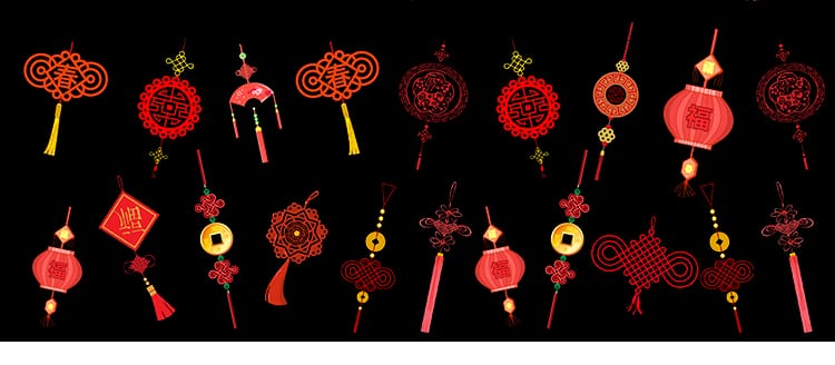 中国结吉祥如意红色喜庆福字旋转透明通道ae_pr合成动画视频素材