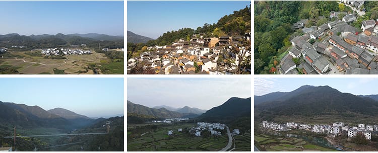 江西婺源篁岭古建筑村落夜景乡村旅游农田古村落航拍风光视频素材