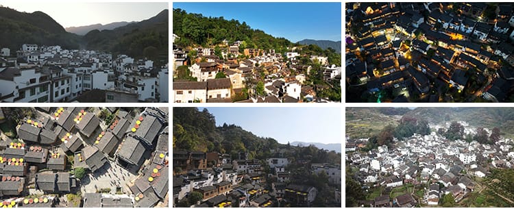 江西婺源篁岭古建筑村落夜景乡村旅游农田古村落航拍风光视频素材