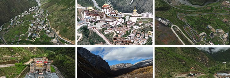 稻城亚丁风光旅游风景点自然景区牛奶湖实拍航拍剪辑高清视频素材
