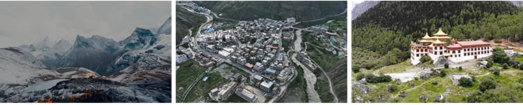 稻城亚丁风光旅游风景点自然景区牛奶湖实拍航拍剪辑高清视频素材