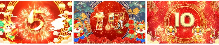 2024龙年中国风国潮新年跨年倒计时元旦除夕开场LED背景视频素材